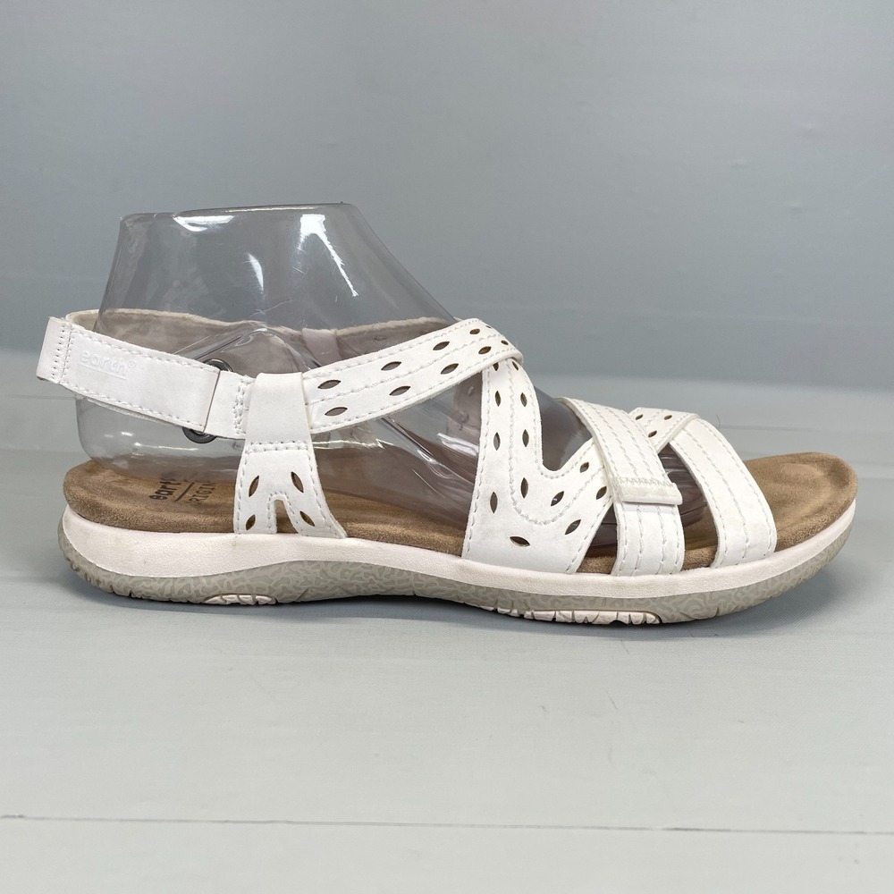 Earth Origins Slingback Sandals Womens Size 9 M White Strappy Comfort Shoes
